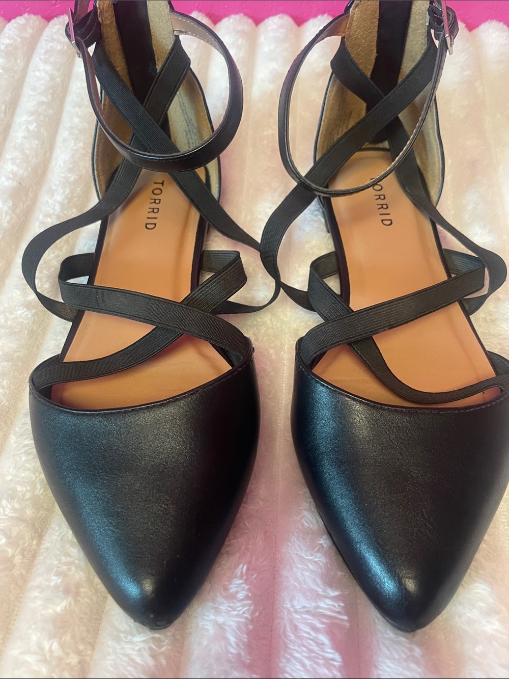 Torrid Black Strappy Wedge Heels Size 7.5WW Extra Wide